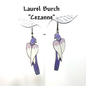 Laurel Burch Cezanne Parrot Earrings Purple Enamel 1980s Vintage